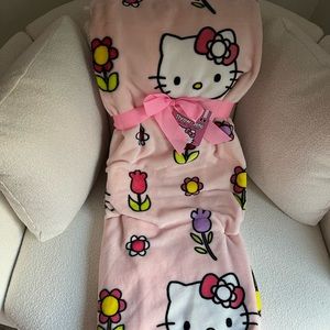 Hello Kitty Spring Tulip Flower Plush Throw Blanket